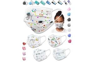 EBAT 100 Pack White(One Cartoon Design,Imprint May Vary)Disposable Earloop Masks for Kids,3-Ply Fabric (2-Layer Non-Woven,1-Layer Melt-Blown)w. Nose Clip,Anti-Dust,Water Proof (Other Color-Style Available)