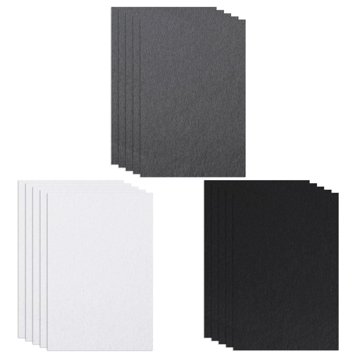 TYGFRT 15 Pieces of Felt, Felt Pieces, Craft Felt, Felt Pieces for Crafts, DIY Fabric, Felt Piece Fabric, Felt Square 20 * 30cm (White, Gray, Black)