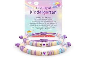 YUZHEJIE First Day of Kindergarten Pre-K Bracelet Mother Daughter Matching Bracelets Back to School Clay Beads Bracelets Jewelry Gifts