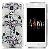 S5 Case, Galaxy S5 Case - MOLLYCOOCLE Fashion Style Colorful Painted Pattern PC Hard Cover Case for Samsung Galaxy S5 I9600 SM-G900A SM-G900T SM-G900P SM-G900V SM-G900R4 Developer Edition(Skull with Flowers)