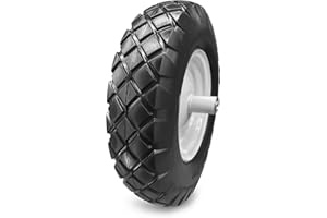 BAIVE BW 16" Flat Free Solid Polyurethane Tire and Wheel, 4.80/4.00-8 PU Airless Tires with 5/8" Ball Bearings, 6" Centered Hub for Hand Truck/Utility Cart/Dollies/Various Carts, 1 Pc(440 Lb Load)