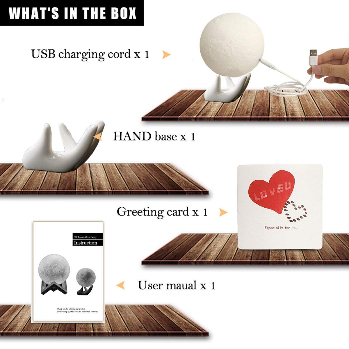 Moon Lamp, Balkwan 3.5 inches 3D Printing Moon Light uses Dimmable and