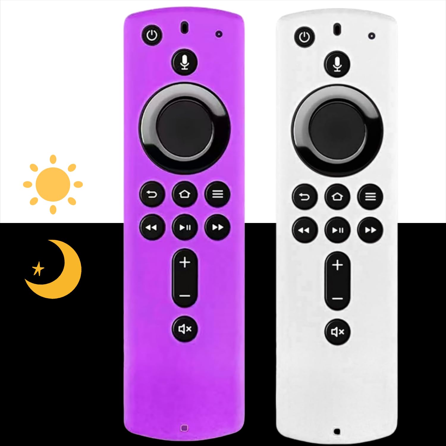 (2 Pack) Remote Case/Cover, Protective Silicone Holder Lightweight [Anti Slip] ShockProof for 3rd Gen Glow in The Dark (Glow White & Glow Purple)