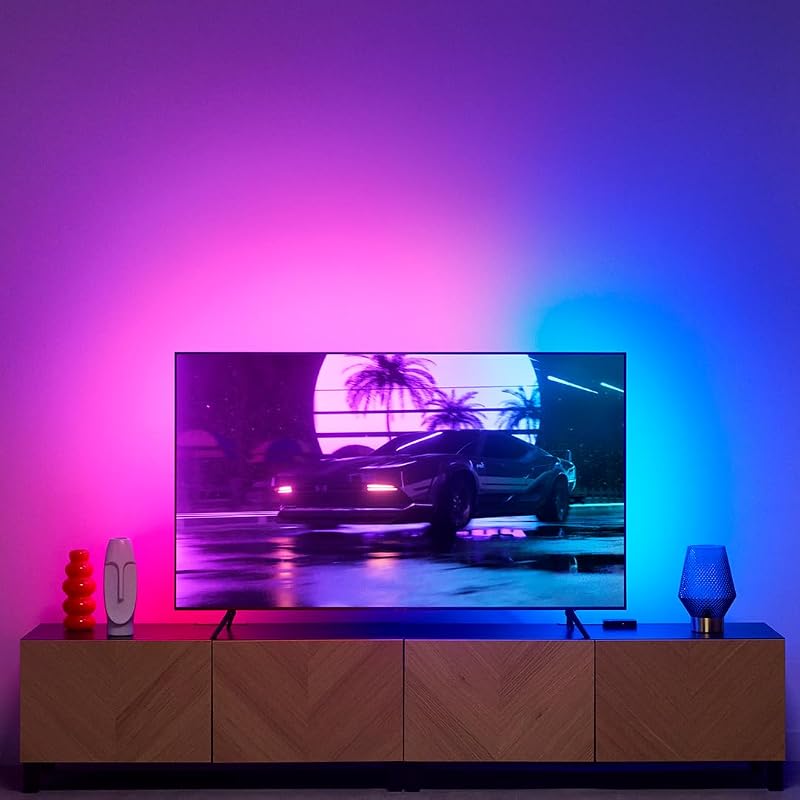 HDMI Sync Box avec rétroéclairage TV – Synchronise les lumières avec vos films, jeux et musiques – Ruban LED RGBIC pour TV de 75 à 85 pouces – Contrôle via application – Compatible Google et Alexa
