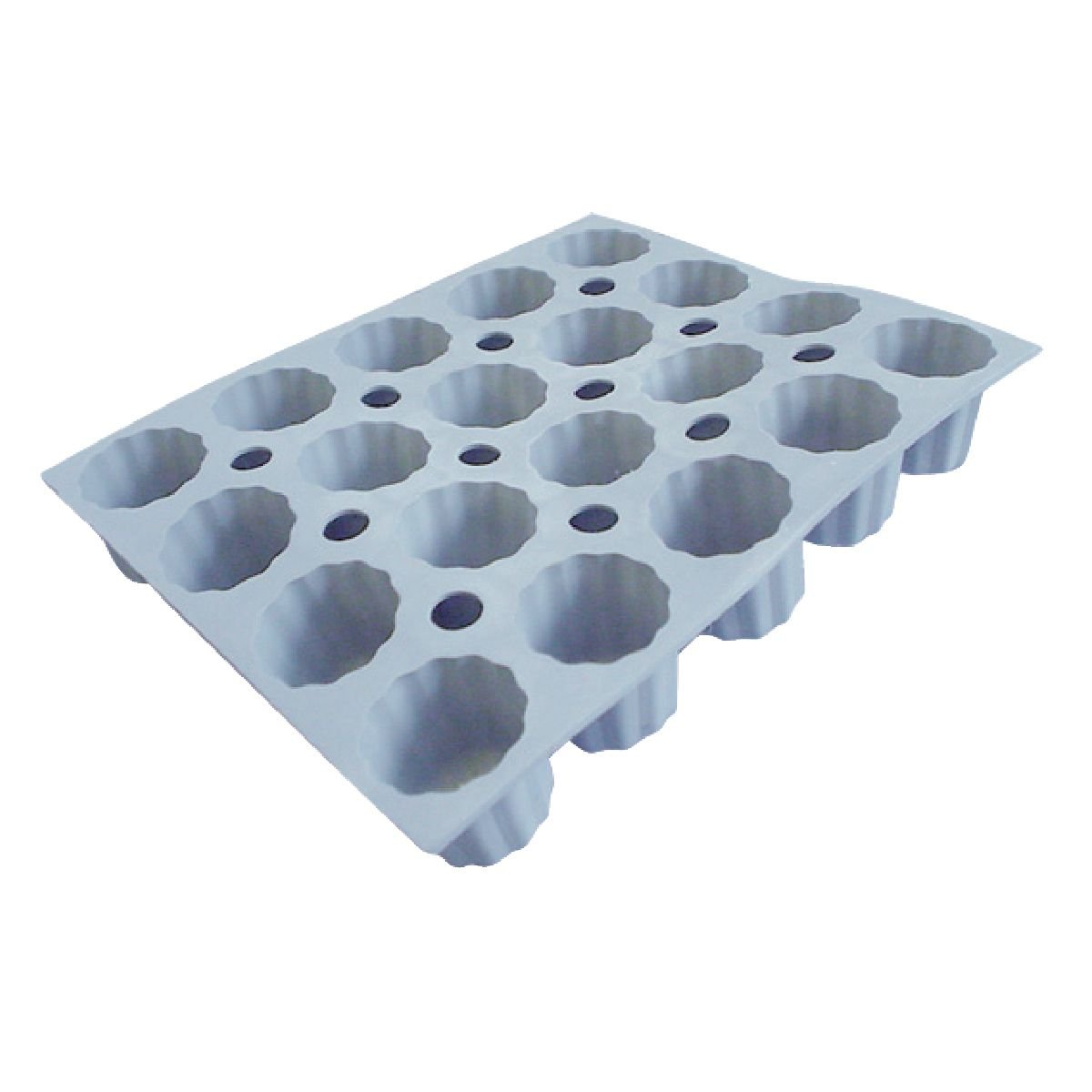 De Buyer Elastomoule 1.9 cl Mini-Bordelais Fluted Cake Moulds, Silicone, Grey, 35.41 x 17.4 x 3.99 cm