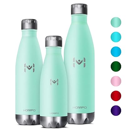 HOMPO Trinkflasche Edelstahl Vakuum Isolierte Wasserflasche 350/500/ 750 ml, Bpa Frei Thermosflasche, Auslaufsicher Isolierfl