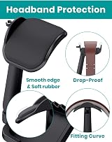 Klearlook Headphone Stand Holder w/ Cable Clip Phone Mount Universal Black view 5