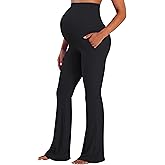 Sunzel Maternity Flare Leggings with Pockets Over The Belly, Buttery Soft Pregnancy Wide Leg Yoga Pants