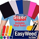 Siser Heat-Transfer Vinyl Bundle Including Detailer Squeegee and 2X Black Felt Decals (7.5" x 6" 6 Color Pack)