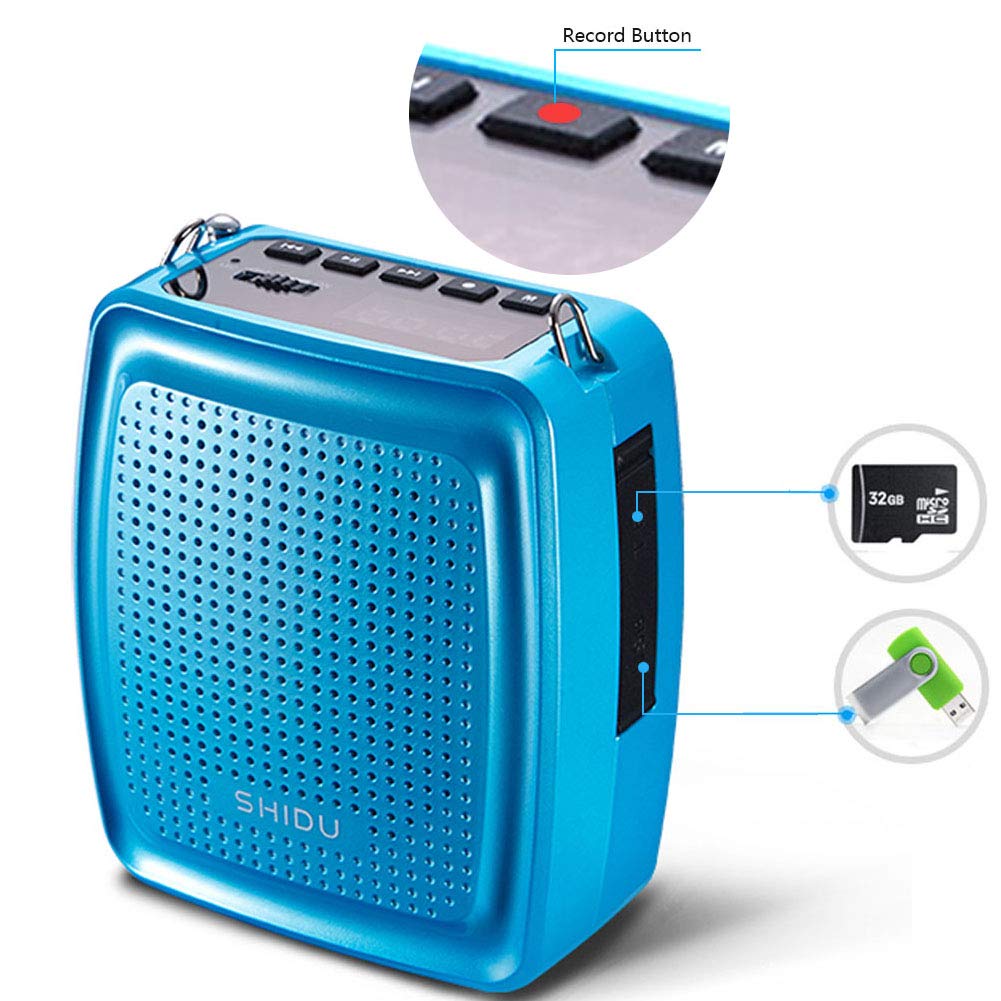 SHIDU SD-S368 Stimmenverstärker (10W) mit 1500mAh Lithium Batterie und Kabelmikrofon für Lehrer/Trainer/Reiseführer und Mehr (Wired Voice-Verstärker)