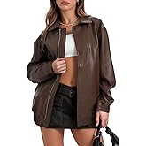 Moreone Womens Oversized Leather Jackets Faux Motorcycle Biker Bomber Zip Up Coats Fall Outfits Fashion Clothes 2025