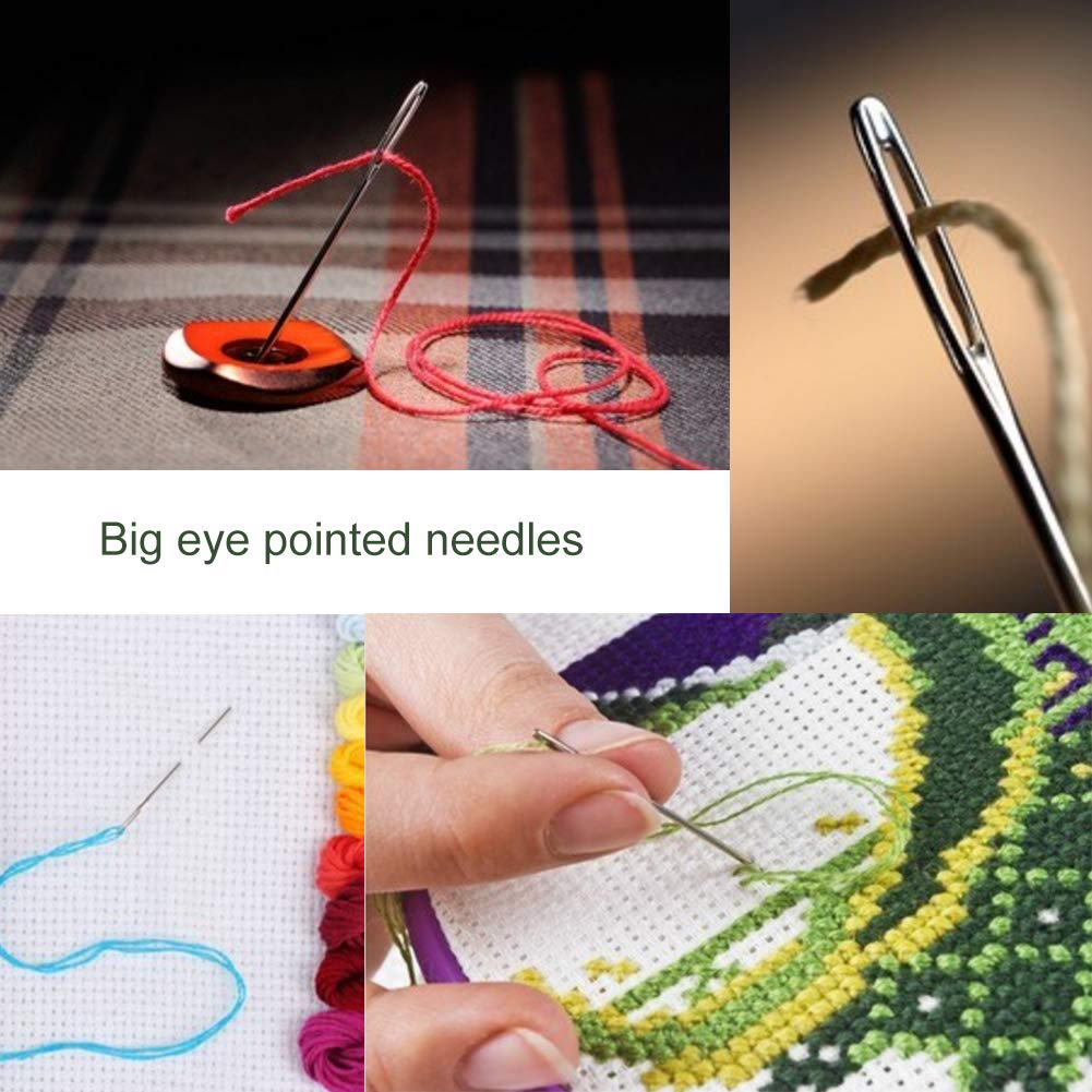 WONVOC Long Sewing Needles, 9 Pcs & 3 Sizes-4.9/5.9/6.9'' Stitching Needles, Hand Sewing Needles for Stitching and Crafting Projects, Carpet, Cushion, Curtain
