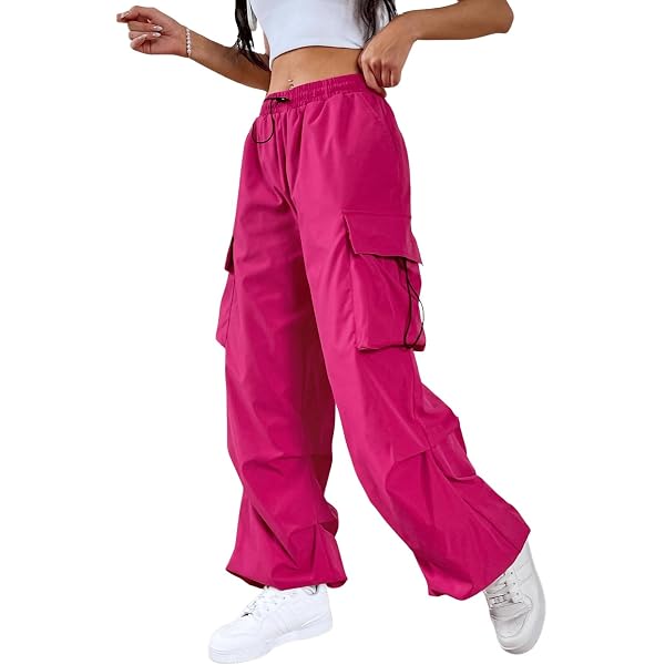 EsEiCo Womens Dopamine Pink Pocket Side Drawstring Waist Cargo