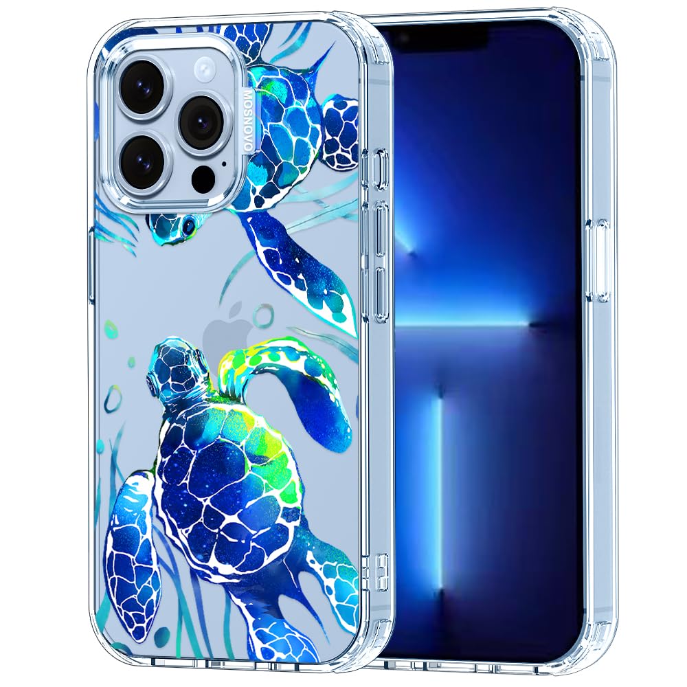 MOSNOVO Case for iPhone 13 Pro, [Buffertech 6.6ft Military-Grade Drop Protection] [Anti Peel Off Tech] Clear TPU Bumper Phone Case Cover Design - Sea Turtles — image 1