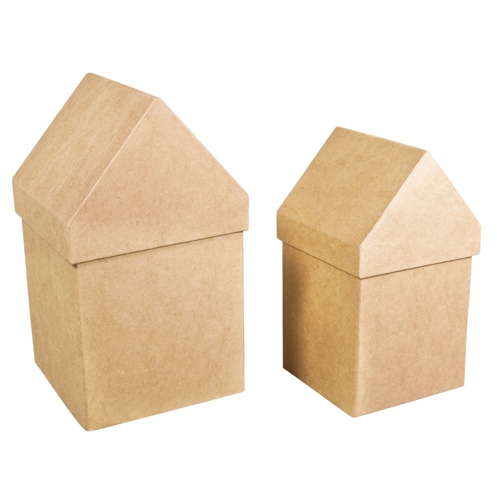 Rayher 67216000 Mache Boxes, Set of 2: 13 3x13 3X23 CM Plus 11, 5x11, 5x20 cm Papier Mache, Natural, 13.3 x 13.3 x 23 cm