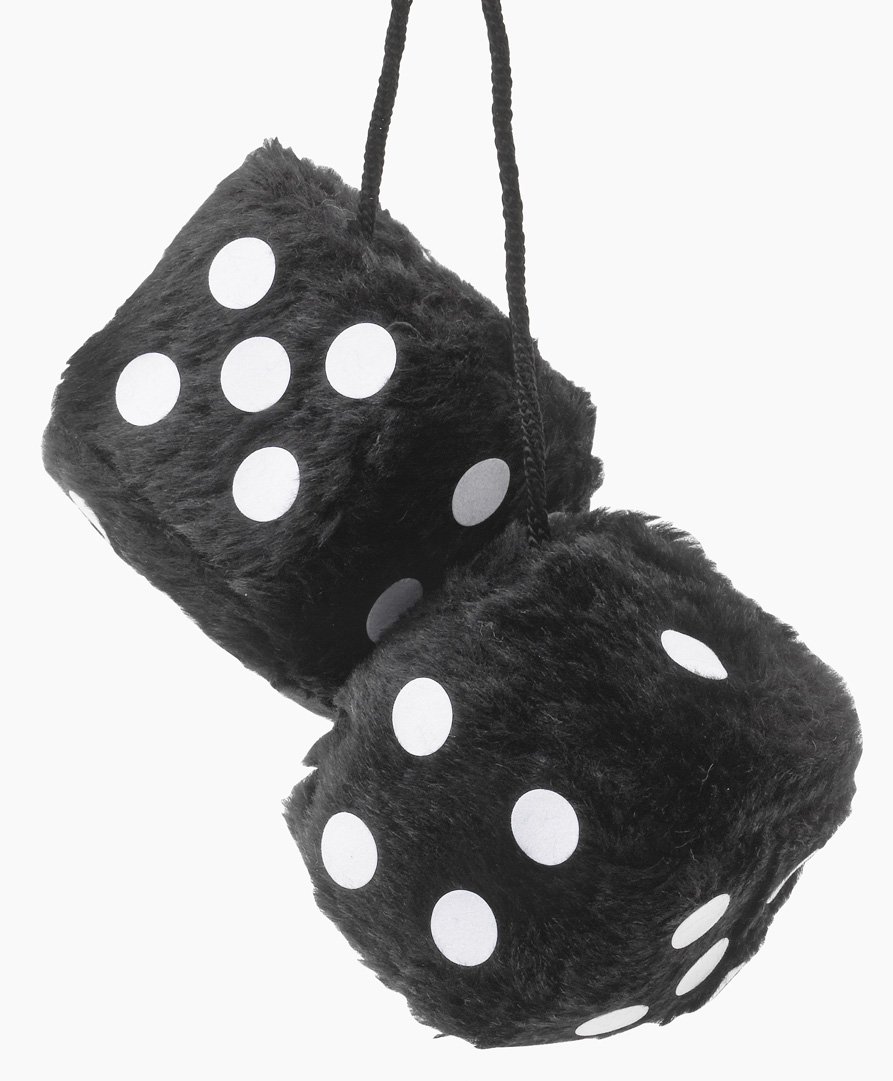 Sumex Branded Home & Car Mirrior Hanging Fluffy Furry Dice (Black with White Spots)
