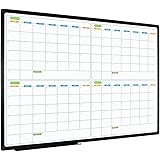 JILoffice Magnetic Dry Erase Calendar Whiteboard, 4 Month White Board Planner 36 X 24 Inch, Black Aluminum Frame Wall Mounted