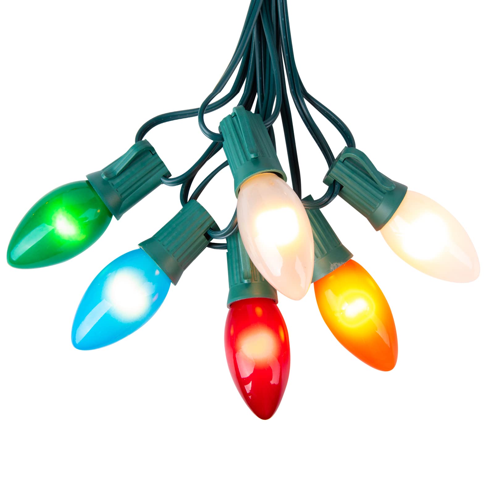 Photo 1 of Brightown Multicolor C9 Christmas Lights, 50ft Vintage Incandescent String Lights with 50 Opaque Bulbs for Christmas Tree Patio Roofline Outdoor Indoor Holiday Xmas Christmas Decoration