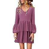 storeofbaby Girls Long Sleeve Dress Casual V Neck Loose Fit Flowy Swing Dresses 4-13 Years