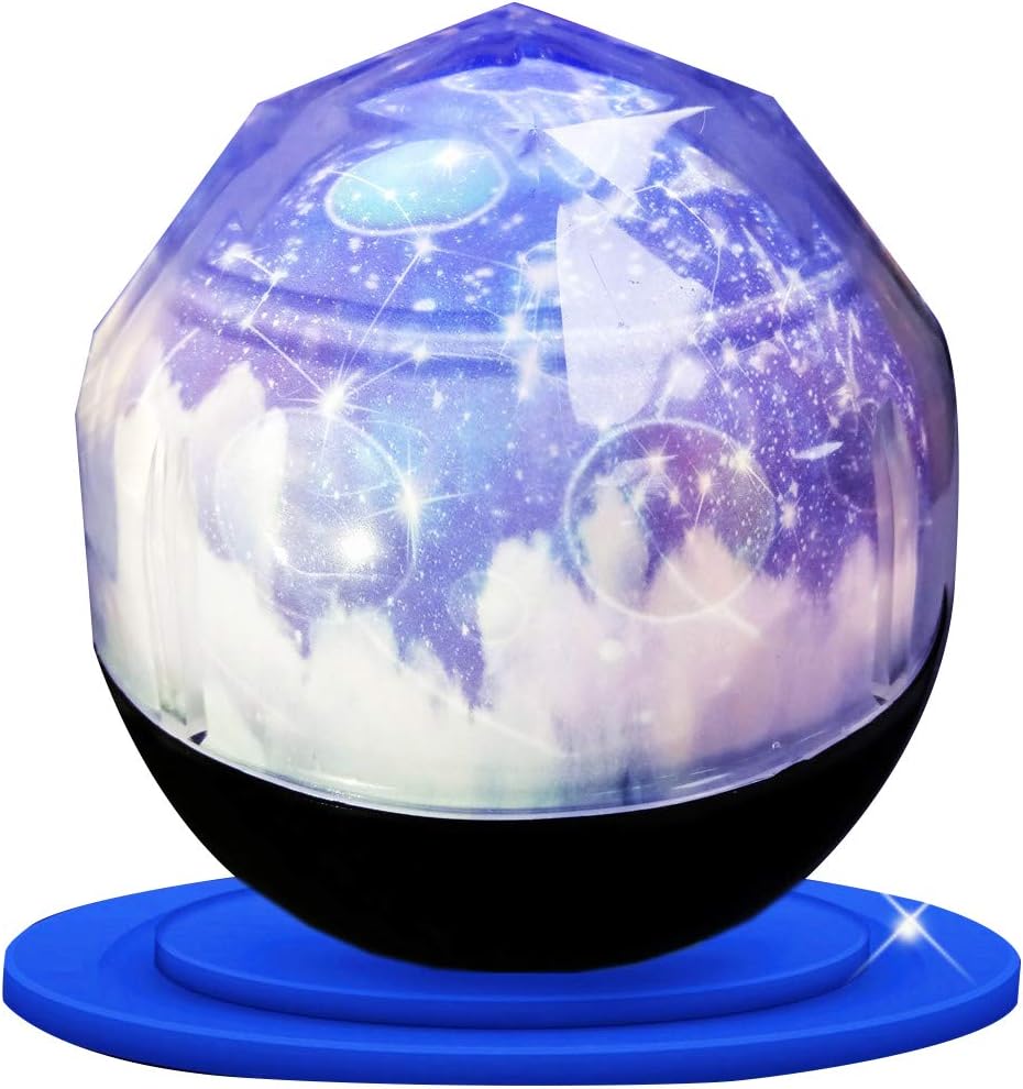 Rotating Night Projector Lamp,Diamond Cosmos and Star Projector USB and Battery Support with 3 Modes and Changeable Patterns for Magical Party and Children Bedroom