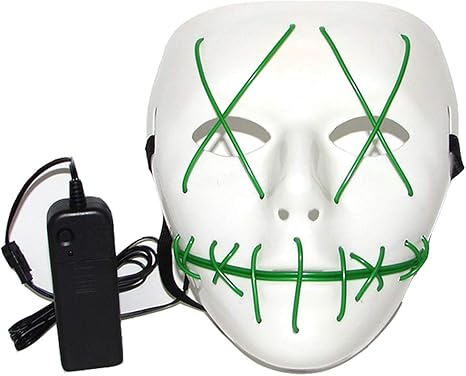 Amazon Com Scary Led Light Up Purge Costumes Glow Stick Party City Mask For Parties Festival Halloween Costume By Magical Imaginary Green Clothing