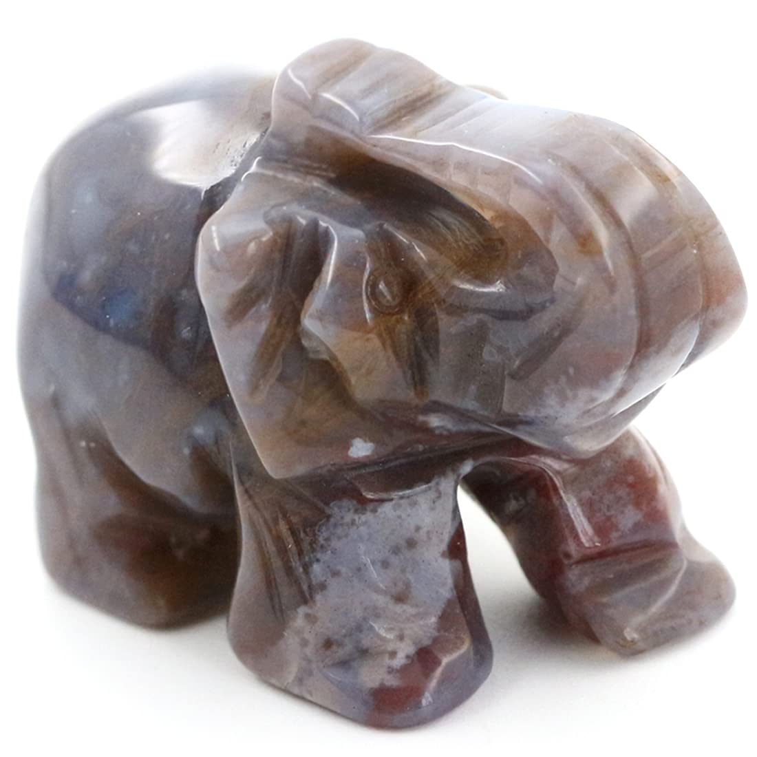 Ouubuuy Natural Indian Agate Crystal Elephant Stone Gemstone Ornament Reiki Healing Crystal Gift 1.5 inch