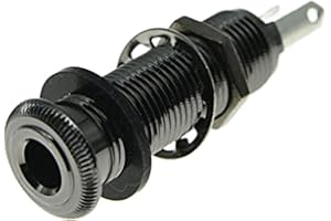 KAISH Stereo Copper Guitar Bass 1/4" Barrel Jack Cylinder Input Output Jacks with 4 Pins Stereo or Mono Jack Black Nickel