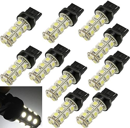 Ronben 18-SMD 5050 Reverse Brake/Stop/Turn Tail Back Up LED Light Bulb White DC 12V,LED Replacement Bulb,Pack of 10 (7740 T20)