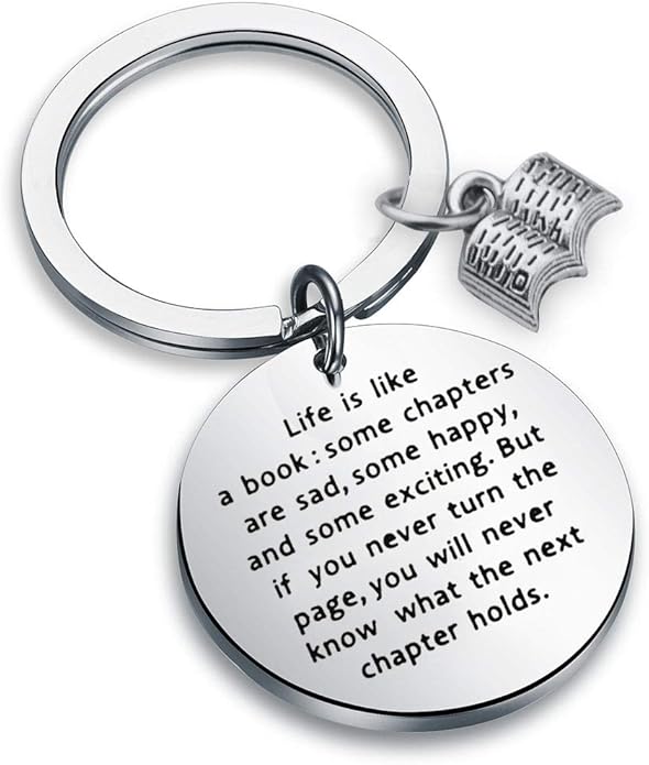 AKTAP Book Lover Gifts for Women Book Club Keychain Life