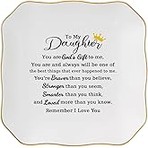 Jelershy Daughter Gifts Ring Jewelry Dish Tray - Christmas Valentines Mother's Day Wedding Birthday Gifts for Daughter from Mom - You Are God's Gift to Me... You're Brever Stronger Smarter Loved