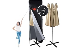 DOCEPERT Patio Umbrella Parasol Cover, 420D Waterproof Outdoor, Fits 13-15 ft Double-Sided Large Umbrella, Garden, Top Vent, Zipper, Windproof Anti-UV