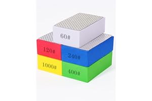 DUSKEEP 5 Pack Diamond Hand Sanding Block, Diamond Polishing Pads with High-Density Sponge, Wet&Dry Dual Use, Diamond Sanding Pads Assortment, for Stone Granite Marble Glass(60/120/240/400/1000 Grit)