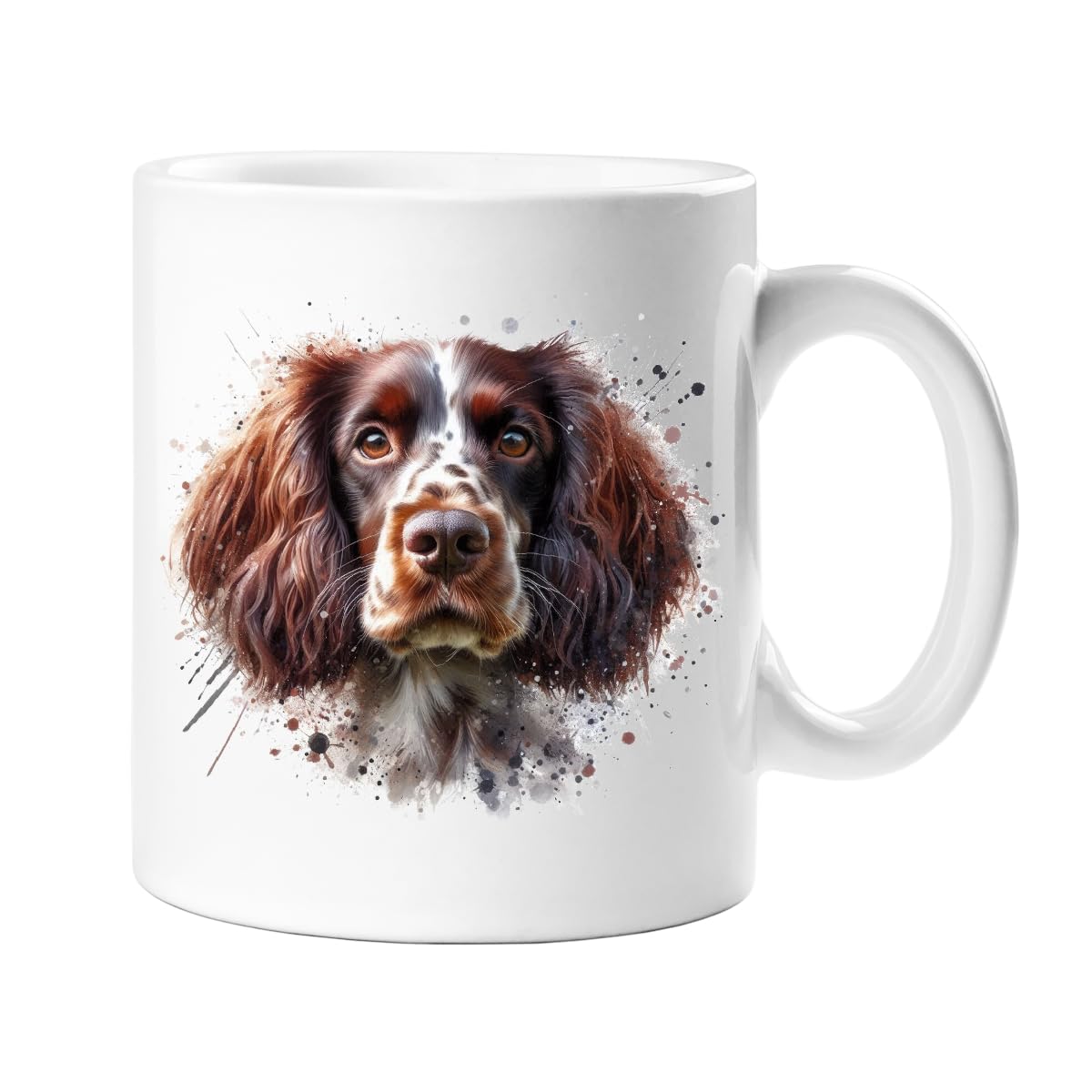 Stag Gallery Liver Springer Spaniel Dog Watercolour Splash Effect Gift 10oz Ceramic Mug Artistic Colourful Coffee Tee