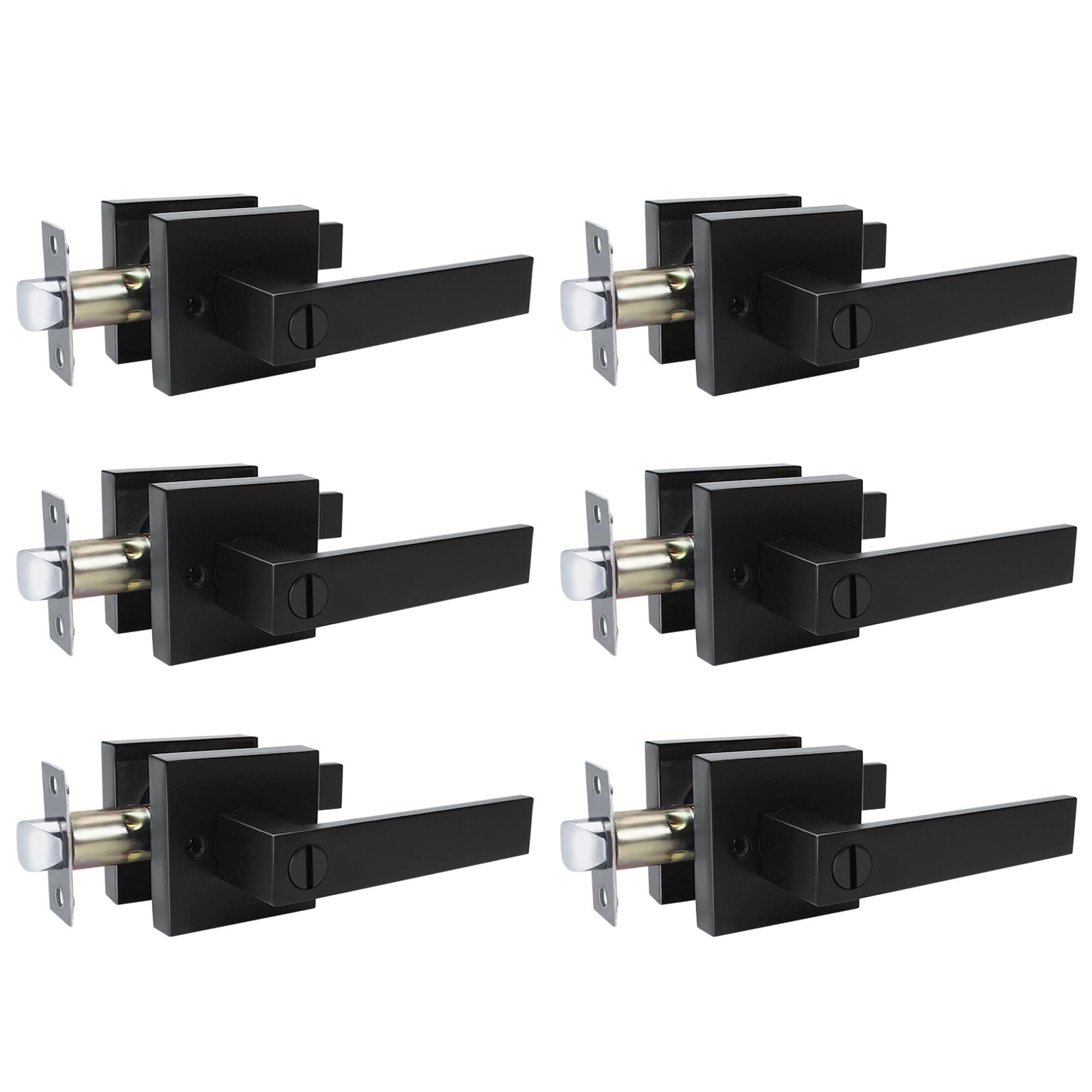 Photo 1 of 6 Pack Matte Black Door knob with Lock,Privacy Door Levers,Keyless Interior Door Knobs,Heavy Duty Door Locks for Bedroom Bathroom, Reversible for Left&Right,Minimalist Soft-Touch Door Lock