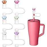 6pcs Diamond Straw Cover Cap for Brumate Era 30&40 oz Tumble, 12mm Reusable Silicone Straw Topper Protector Lid with Cute Mix Colors Décor Accessories