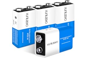XUNIUZERO 9V Batteries Carbon 9 Volt Battery for Smoke Detector 6F22 Square Battery, Long-Lasting, 4 Pack