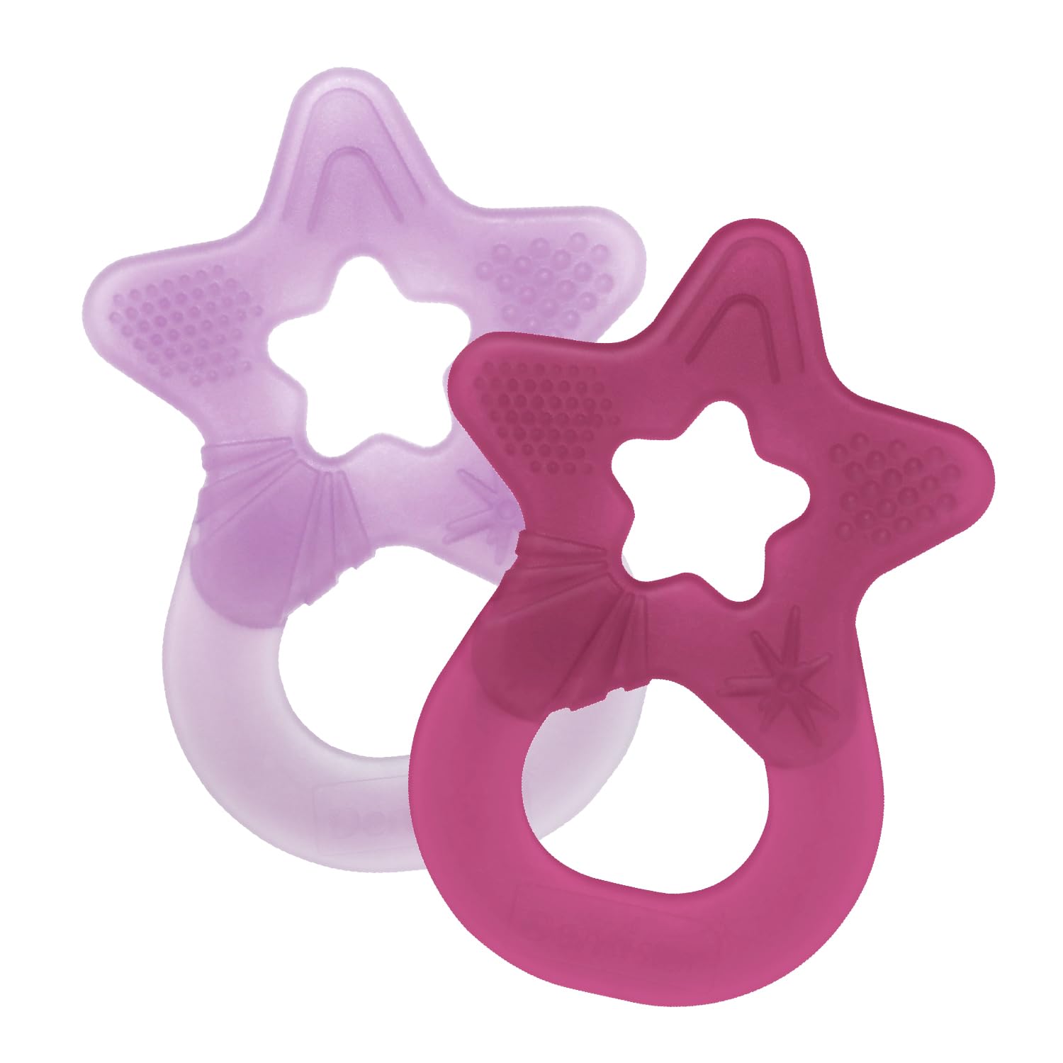 dentistar Star Teether Pack of 2, Teething Baby Toy for Infants Aged 3+ Months, Soft Silicone Baby Teething Ring for Tooth and Gum Pain Relief, Made in Germany - Pink & Purple — image 1