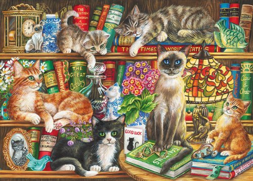 Gibsons Puss In Books Jigsaw Puzzle (1000-Piece)