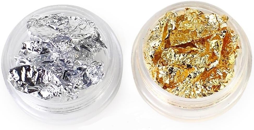 NAIL ART FOIL LEAF FLAKES (CHOOSE SILVER OR GOLD) (Silver)
