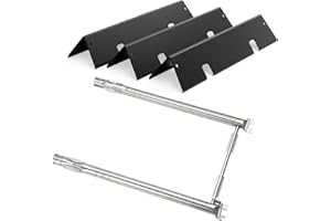 Rushare Grill Replacement Parts for Weber GS4 Spirit II 200 Series, Spirit II E-210, S-210 (Front-Mounted Control), Porcelain-enameled 7635 Flavorizer Bars and Stainless Steel 69785 Burner Tubes Set