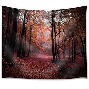 Red Leaves Covering The Forest During Fall - Fabric Tapestry, Home Decor - 51x60 inches