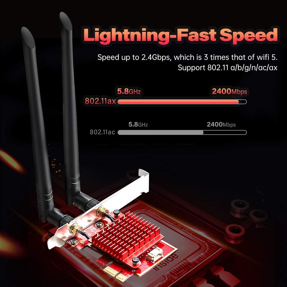 Terow TEROW ROW083 AX200 WiFi 6 Card Wireless Adapter PCIe Network Card for ...