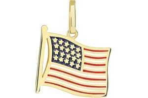 JEWELRY AMERICA 14k Yellow Gold National Flag of the United States of America Pendant