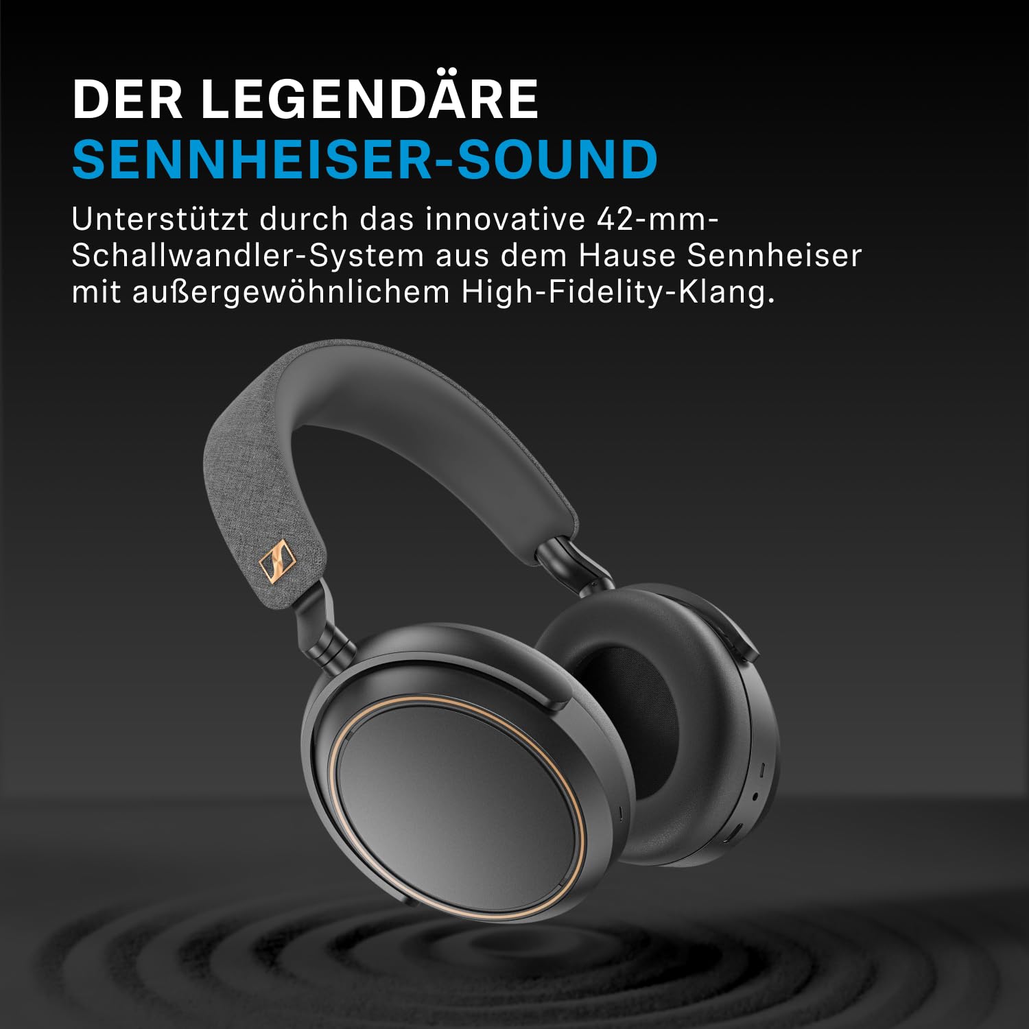 Sennheiser MOMENTUM 4 Wireless Noise Cancelling Headphones – Bluetooth Kopfhörer Headset für kristallklare Anrufe mit adaptiver Geräuschunterdrückung, Over-Ear, 60 h Akku, faltbar, Schwarz/Kupfer 3