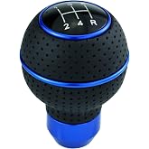 Temzzer 5 Speed Shifter Knob Ball Transmission Handle Car PU Leather Gear Stick Knob for Most Manual Automotive Vehicles (Blue)