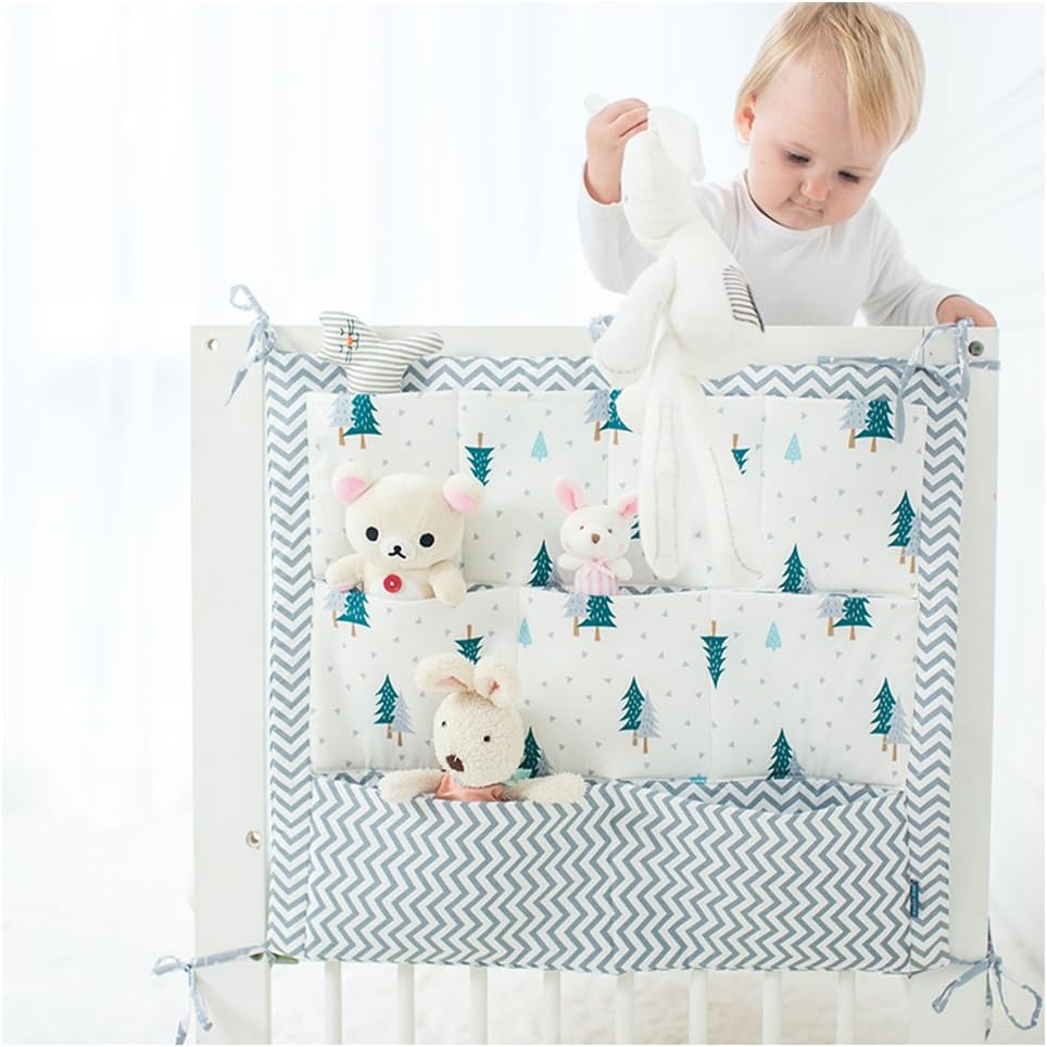 Bed Hanging Storage Bag, Practical Baby Bed Organizers with 9 Pockets, Children's Room Storage Unit