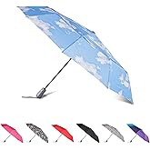Totes Auto Open/Close Windproof Ultimate Compact Umbrella with UV and Water Repellent Protection