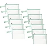 Topfinder 12 Psc Mesh Zipper Pouch Bags,Small Comestic Makeup Bage For Travel, Purse Organizer Pouches (Apple Green, A5*12)