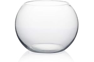 WGVI Bowl Glass Vase, Diameter 8", Height 6", Open Width 5", (Multiple Sizes Choices) Clear Bubble Planter Terrarium Fish Bowl for Wedding Event Home Decor, 1 Piece (VBW0008A)