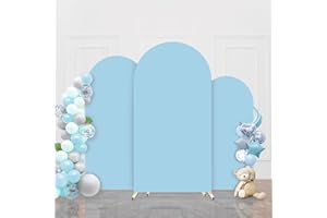 FRIIKO Wedding Arch Cover Set of 3 Spandex Fitted 2-Sided, Arch Stand Covers Round Top Chiara Arch Backdrop Stands Cover for Birthday Party Baby Shower Ceremony Banquet Decoration 6FT 6.6FT 7.2FT, Dusty Blue
